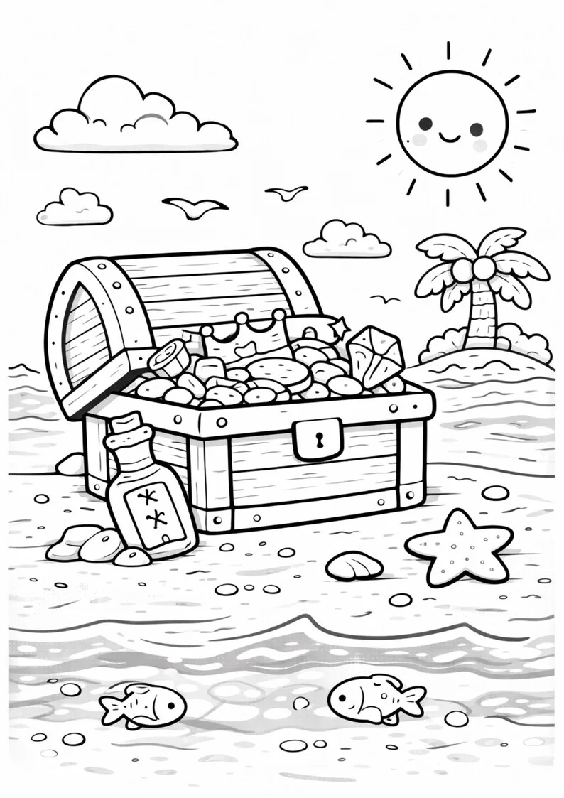 Kawaii Pirate Coloring Book – Image 4 of 6