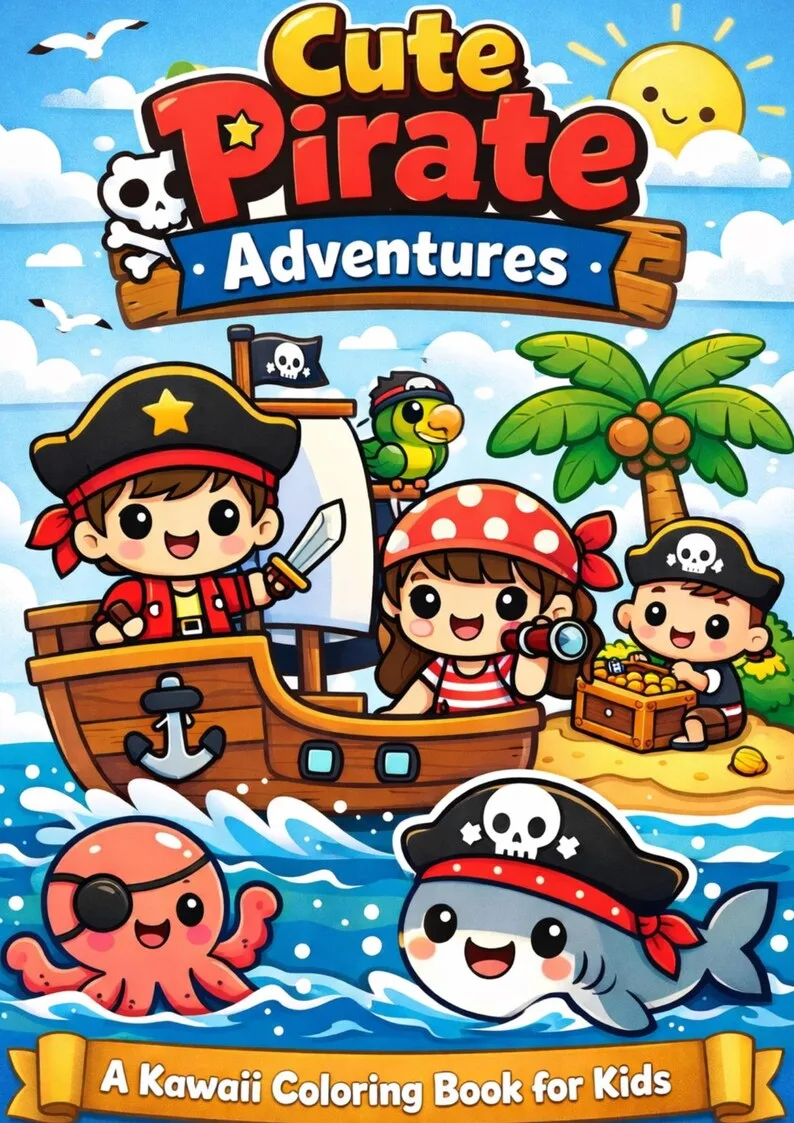 Kawaii Pirate Coloring Book