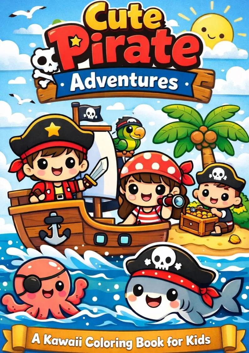 Kawaii Piraten-Malbuch
