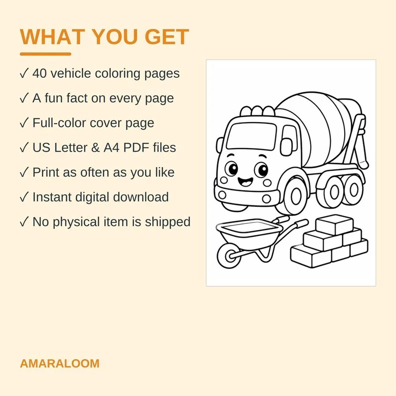Construction Vehicles Coloring Book – Image 3 of 3