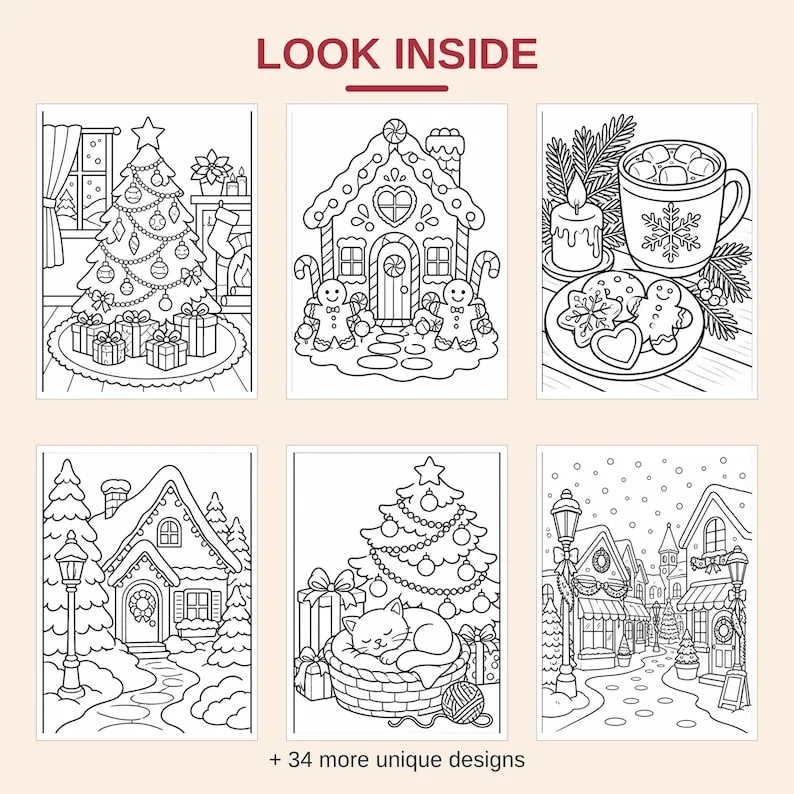 Natale accogliente da colorare – Immagine 2 di 3