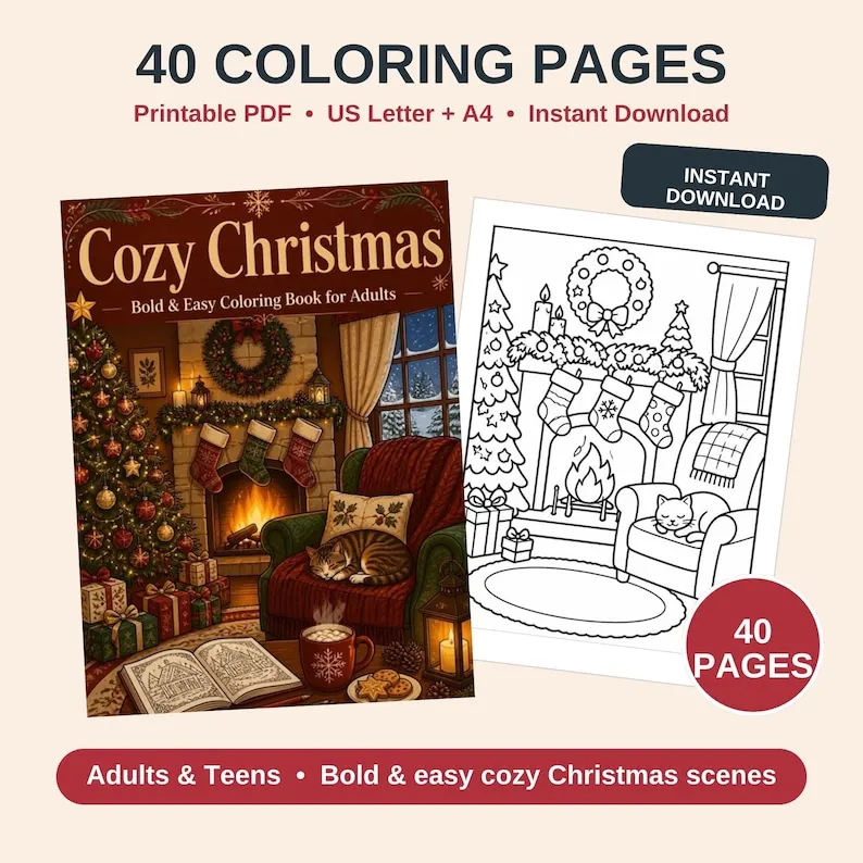 Natale accogliente da colorare